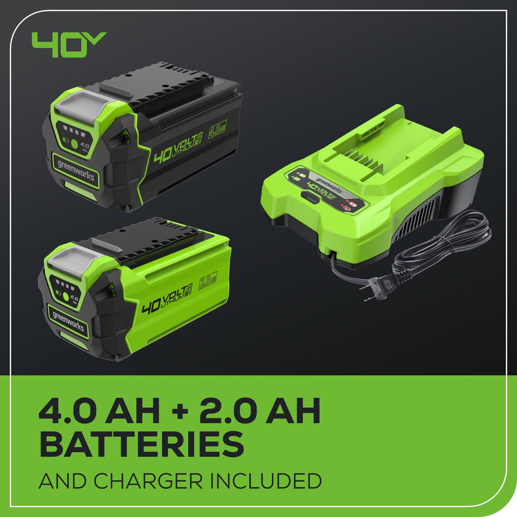 40V 20" Twin Blade Mower, 4.0Ah + 2.0Ah Battery