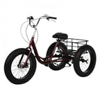 HOMBOM 20 Inch Fat Tire Adult Tricycle,3 Wheel 7 Speed Cruiser Bike with Cargo Basket for Women, Men,Three-Wheeled Seniors Elderly Trikes for Shopping,Deep Red