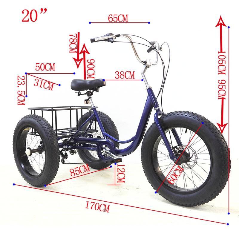 HOMBOM 20 Inch Fat Tire Adult Tricycle,3 Wheel 7 Speed Cruiser Bike with Cargo Basket for Women, Men,Three-Wheeled Seniors Elderly Trikes for Shopping,Deep Red