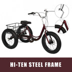 HOMBOM 20 Inch Fat Tire Adult Tricycle,3 Wheel 7 Speed Cruiser Bike with Cargo Basket for Women, Men,Three-Wheeled Seniors Elderly Trikes for Shopping,Deep Red