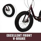 HOMBOM 20 Inch Fat Tire Adult Tricycle,3 Wheel 7 Speed Cruiser Bike with Cargo Basket for Women, Men,Three-Wheeled Seniors Elderly Trikes for Shopping,Deep Red
