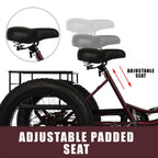 HOMBOM 20 Inch Fat Tire Adult Tricycle,3 Wheel 7 Speed Cruiser Bike with Cargo Basket for Women, Men,Three-Wheeled Seniors Elderly Trikes for Shopping,Deep Red