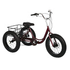 HOMBOM 20 Inch Fat Tire Adult Tricycle,3 Wheel 7 Speed Cruiser Bike with Cargo Basket for Women, Men,Three-Wheeled Seniors Elderly Trikes for Shopping,Deep Red