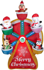 Gemmy 9' Tall Santa and Friends Giant Ferris Wheel Christmas Inflatable Indoor/Outdoor Decoration
