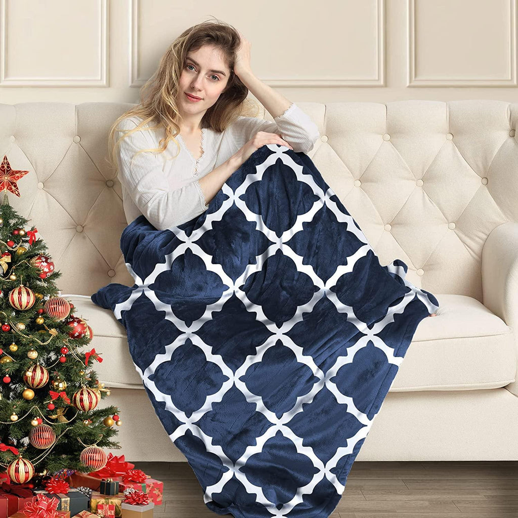 MIZZEO Electric Heated Blanket 84" x 90" Queen Size Fast Heating Blankets Polyester Velvet 10 Heating Levels 1-12 Hours Auto-Off ETL Certified Machine Washable (Navy)