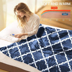 Electric Heated Blanket 84" x 90" Queen Size Fast Heating Blankets Polyester Velvet 10 Heating Levels 1-12 Hours Auto-Off ETL Certified Machine Washable (Navy)