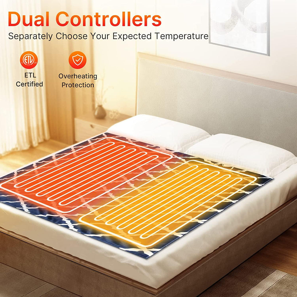 Electric Heated Blanket 84" x 90" Queen Size Fast Heating Blankets Polyester Velvet 10 Heating Levels 1-12 Hours Auto-Off ETL Certified Machine Washable (Navy)
