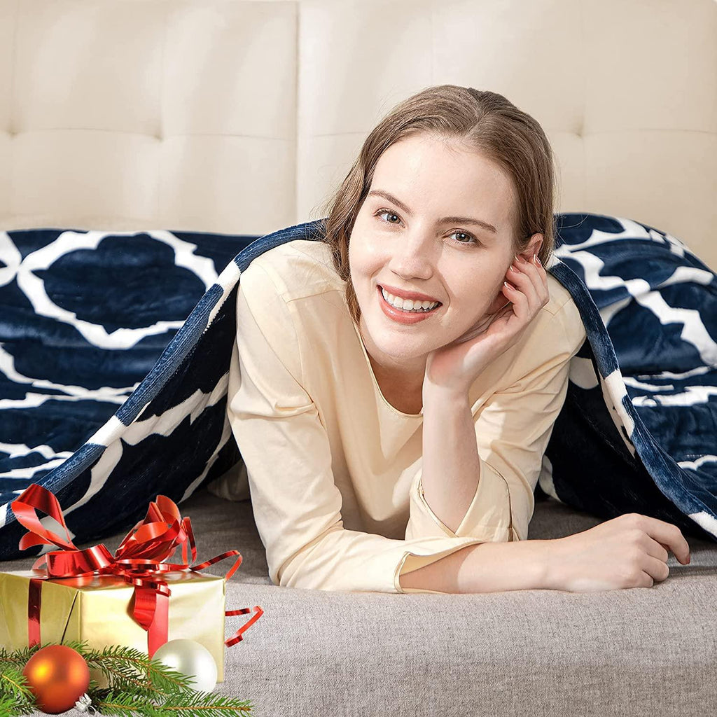 MIZZEO Electric Heated Blanket 84" x 90" Queen Size Fast Heating Blankets Polyester Velvet 10 Heating Levels 1-12 Hours Auto-Off ETL Certified Machine Washable (Navy)