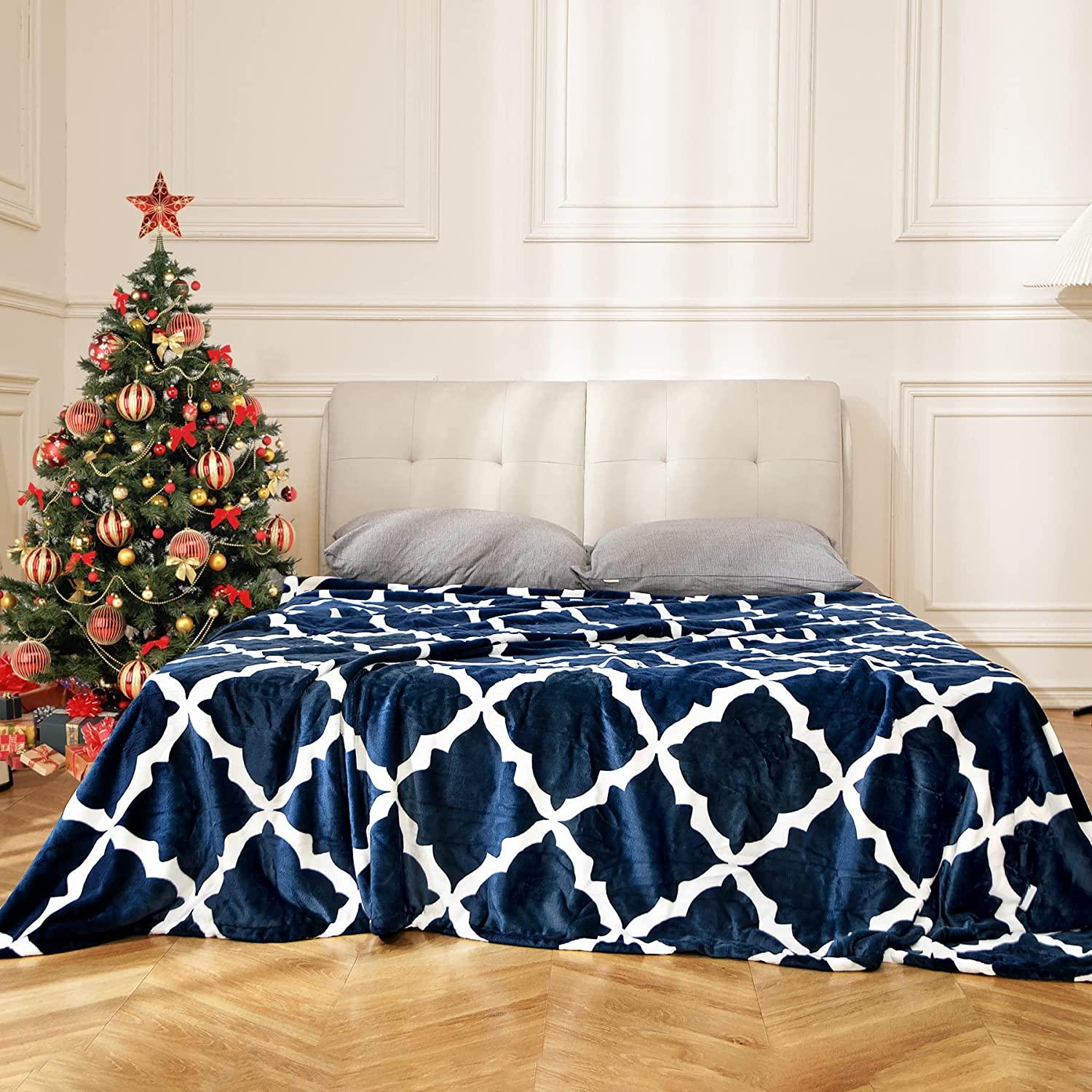 Electric Heated Blanket 84" x 90" Queen Size Fast Heating Blankets Polyester Velvet 10 Heating Levels 1-12 Hours Auto-Off ETL Certified Machine Washable (Navy)