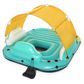 43407E Hydro Force Sunny 5 Person Inflatable Large Floating Island Lake Water Lounge Raft with Cup Holders and Removable