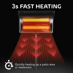 SYNGAR Patio Standing Heater, Outdoor Infrared Heater with Overheat Protection, 750W/1500W Electric Fast Heating Heater, Height Adjustable Heater for Balcony, Courtyard, Garage, Living Room, D5898
