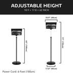 SYNGAR Patio Standing Heater, Outdoor Infrared Heater with Overheat Protection, 750W/1500W Electric Fast Heating Heater, Height Adjustable Heater for Balcony, Courtyard, Garage, Living Room, D5898
