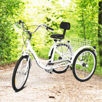 Adult Tricycles, 7 Speed Foldable Adult Trikes 26-in 3 Wheel Bikes for Adults with LarBasket for Recreation, Shopping, Picnics Exercise Men's Women's Cruiser Bike【Shipping from U.S.】