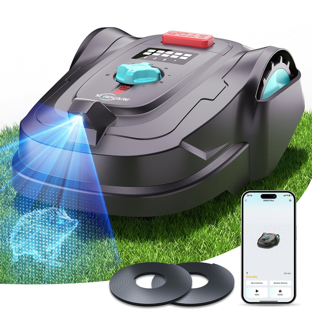 2026 M800Plus Robot Lawn Mower, GPS &amp; 3D Vision, with 32.8 ft Magnetic Stripe, Obstacle Avoidance, Auto-Charging, APP Control, Bow-Shaped Mowing for Lawns up to 8611 sq.ft (Dark Black)