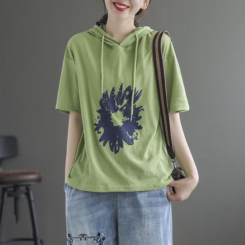 Women's Short-sleeved Loose Cotton Hoodies