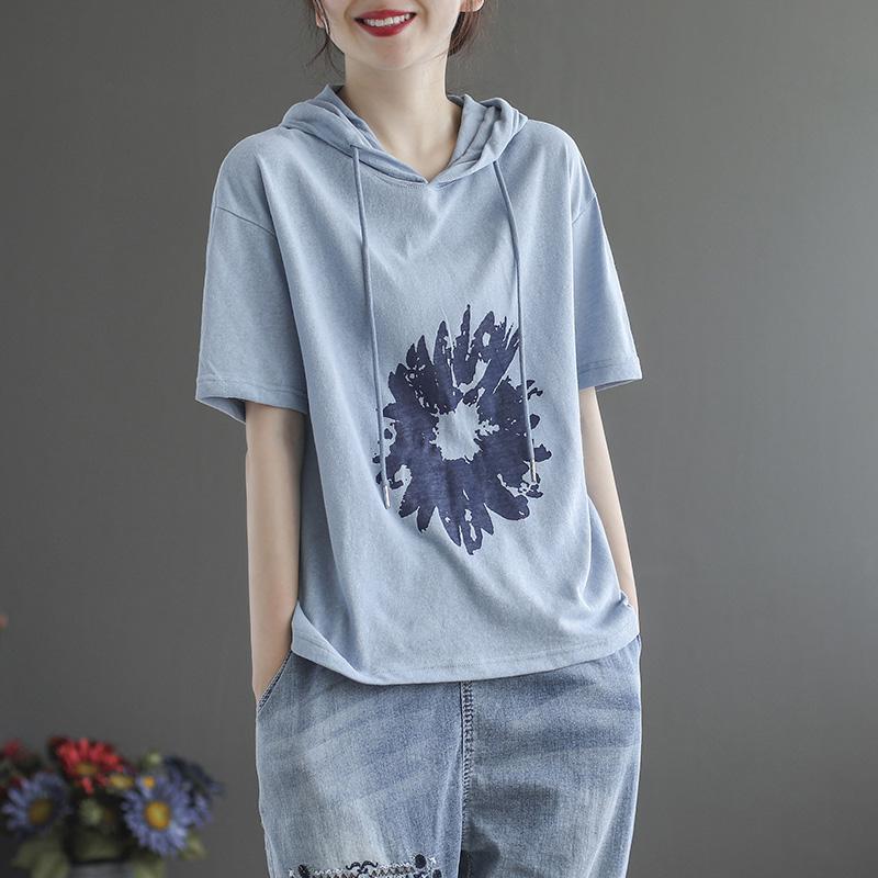 Women's Short-sleeved Loose Cotton Hoodies