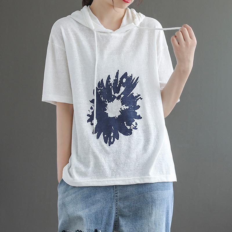 Women's Short-sleeved Loose Cotton Hoodies