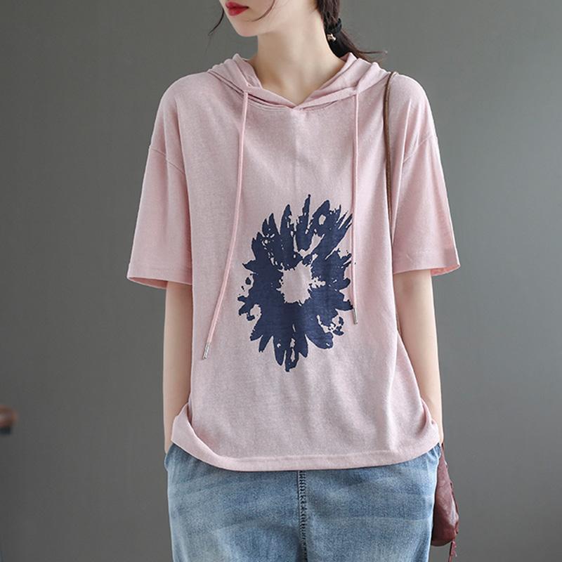 Women's Short-sleeved Loose Cotton Hoodies