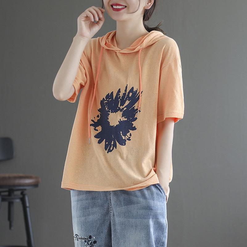 Women's Short-sleeved Loose Cotton Hoodies