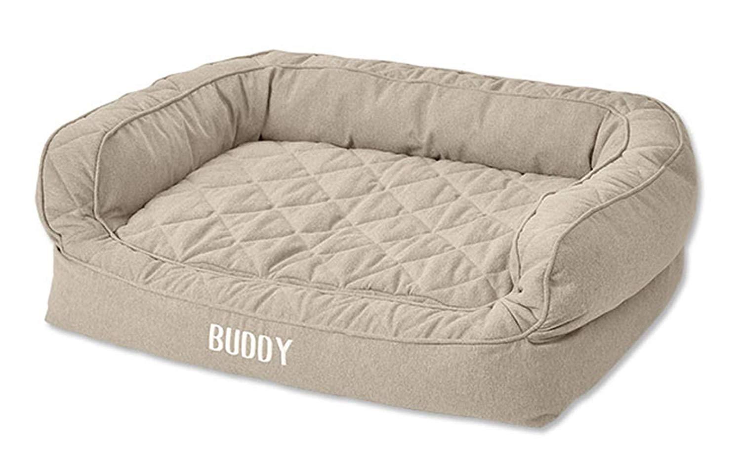 Orvis Memory Foam Couch Dog Bed/LarDogs 60-90 Lbs, Heathered Khaki,