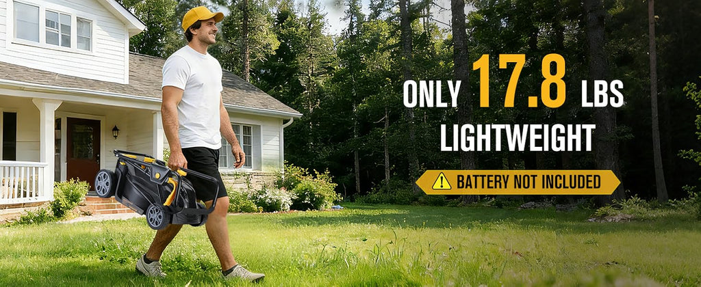 Cordless Lawn Mower Compatible with Dewalt 20V MAX Battery | 14", 2-in-1 Brushless Electric Lawn Mower for Small Yards, Push Mowers with 5-Position Height Adjustment, Black (Tool Only)