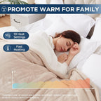 Electric Blanket Heated Blanket | 10 Heating Levels  1 to 12 Hours Heating Time Settings | Flannel to Sherpa Reversible 80x84 Full Size | Machine Washable, Beige