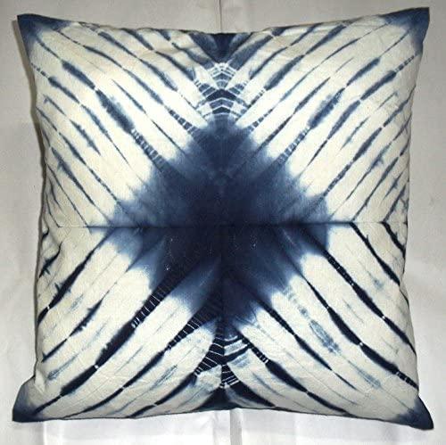 Shibori Sofa Pillow Cover, Bohemian Pillow Shams Outdoor Cushion Cover, (Size 16x16) Tie Dye Shibori Cushion Covers, Indigo Blue Pillow Covers, Decorative Cotton Throw Cusion Cover (50)