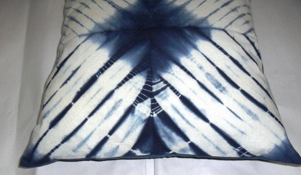 Shibori Sofa Pillow Cover, Bohemian Pillow Shams Outdoor Cushion Cover, (Size 16x16) Tie Dye Shibori Cushion Covers, Indigo Blue Pillow Covers, Decorative Cotton Throw Cusion Cover (50)