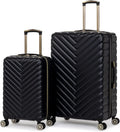 Women's Madison Square Hardside Chevron Expandable Luggage, Black, 2-Piece Set (20" &amp; 28")