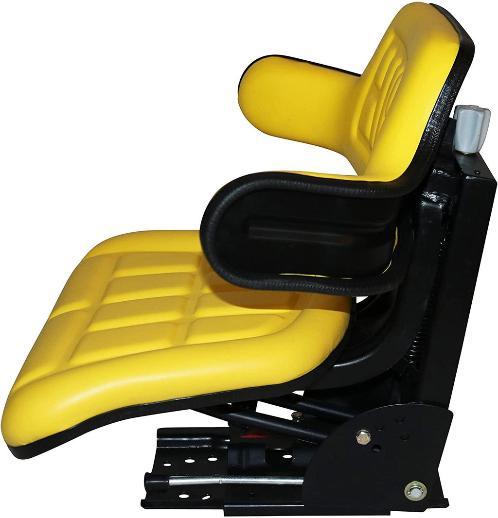 trac seats yellow brand waffle style universal tractor suspension seat with tilt fits john deere 5200 5210 5300 5310 1-4 business days delivery - same or next day  - view map