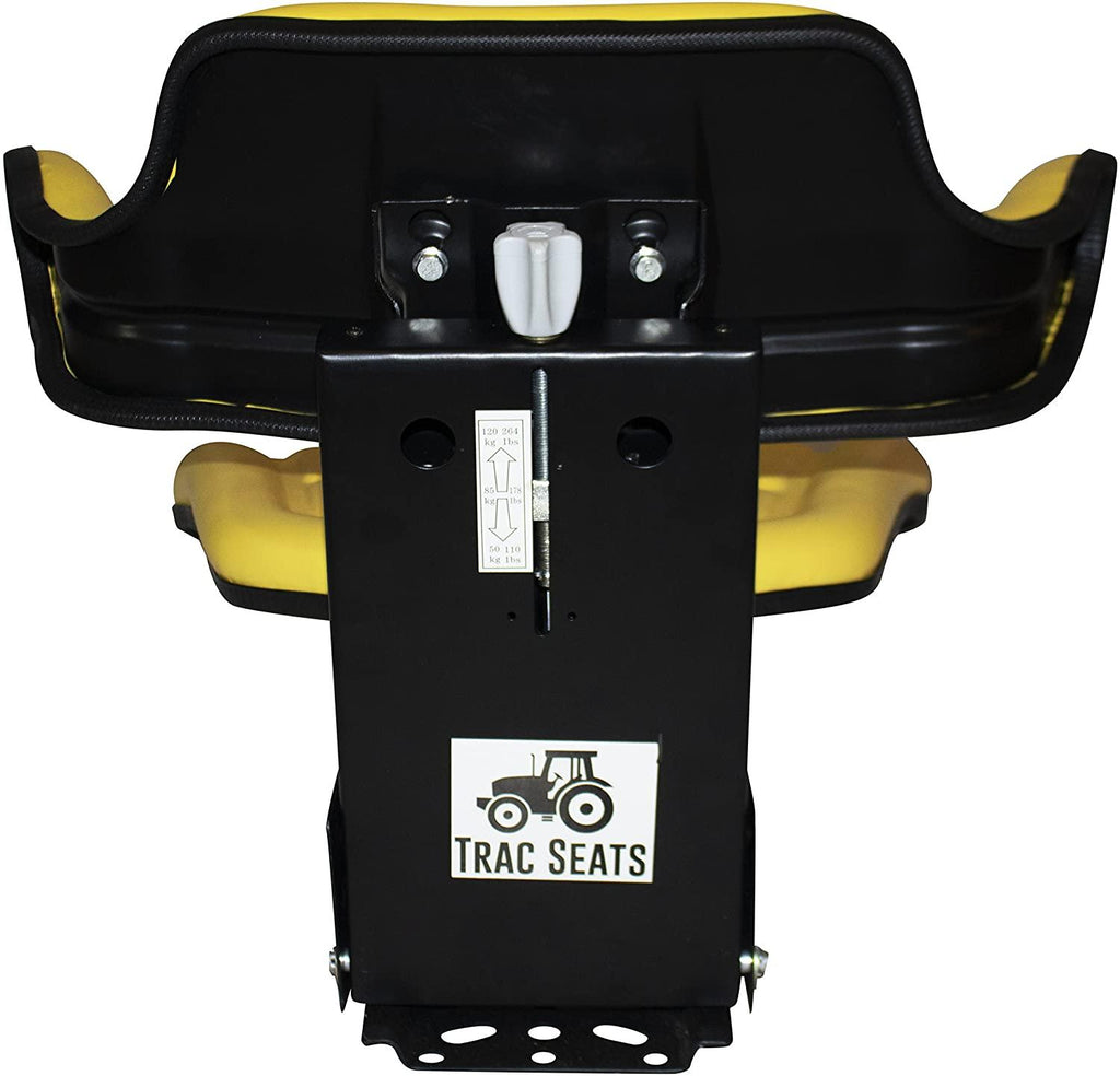 trac seats yellow brand waffle style universal tractor suspension seat with tilt fits john deere 5200 5210 5300 5310 1-4 business days delivery - same or next day  - view map