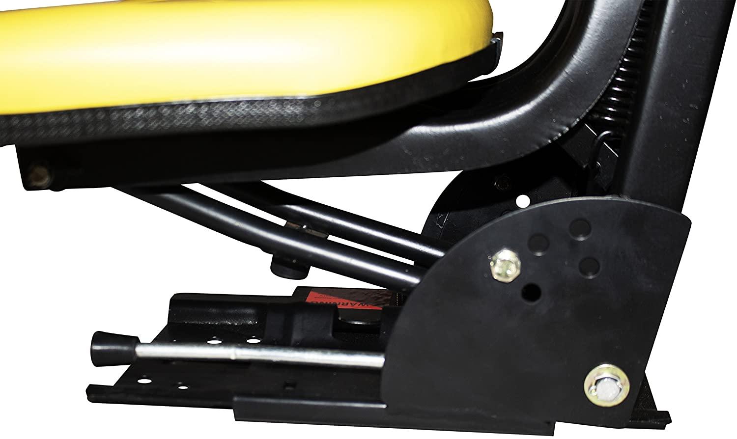 trac seats yellow brand waffle style universal tractor suspension seat with tilt fits john deere 5200 5210 5300 5310 1-4 business days delivery - same or next day  - view map
