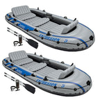 Excursion 5-Person Inflatable Rafting and Fishing Boat with 2 Oars (2-Pack)