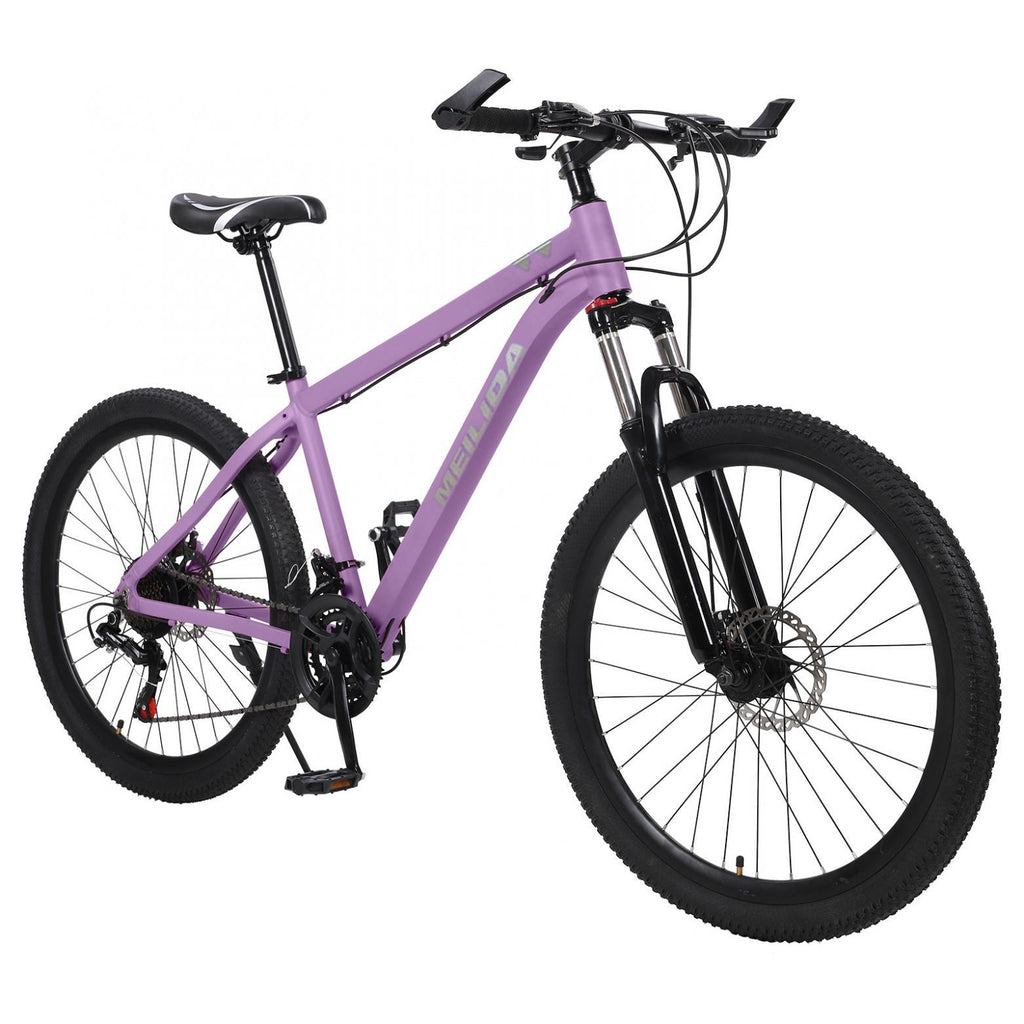 AUSPUM Youth/Adult Mountain Bike, Aluminum Frame and Disc Brakes, 26-Inch Wheels, 21-Speed, Purple