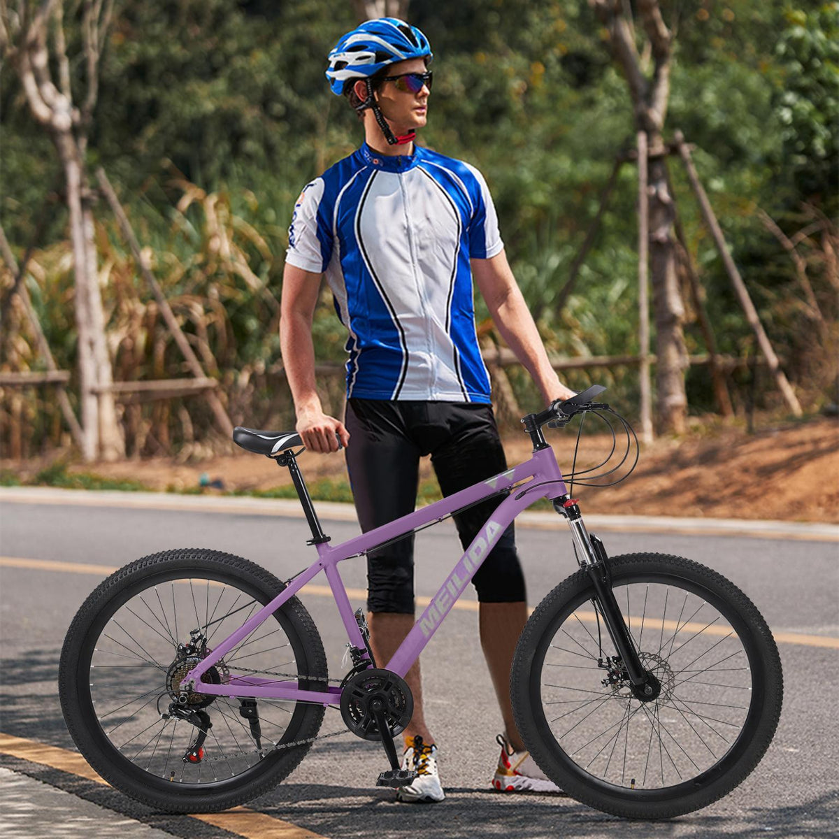 AUSPUM Youth/Adult Mountain Bike, Aluminum Frame and Disc Brakes, 26-Inch Wheels, 21-Speed, Purple