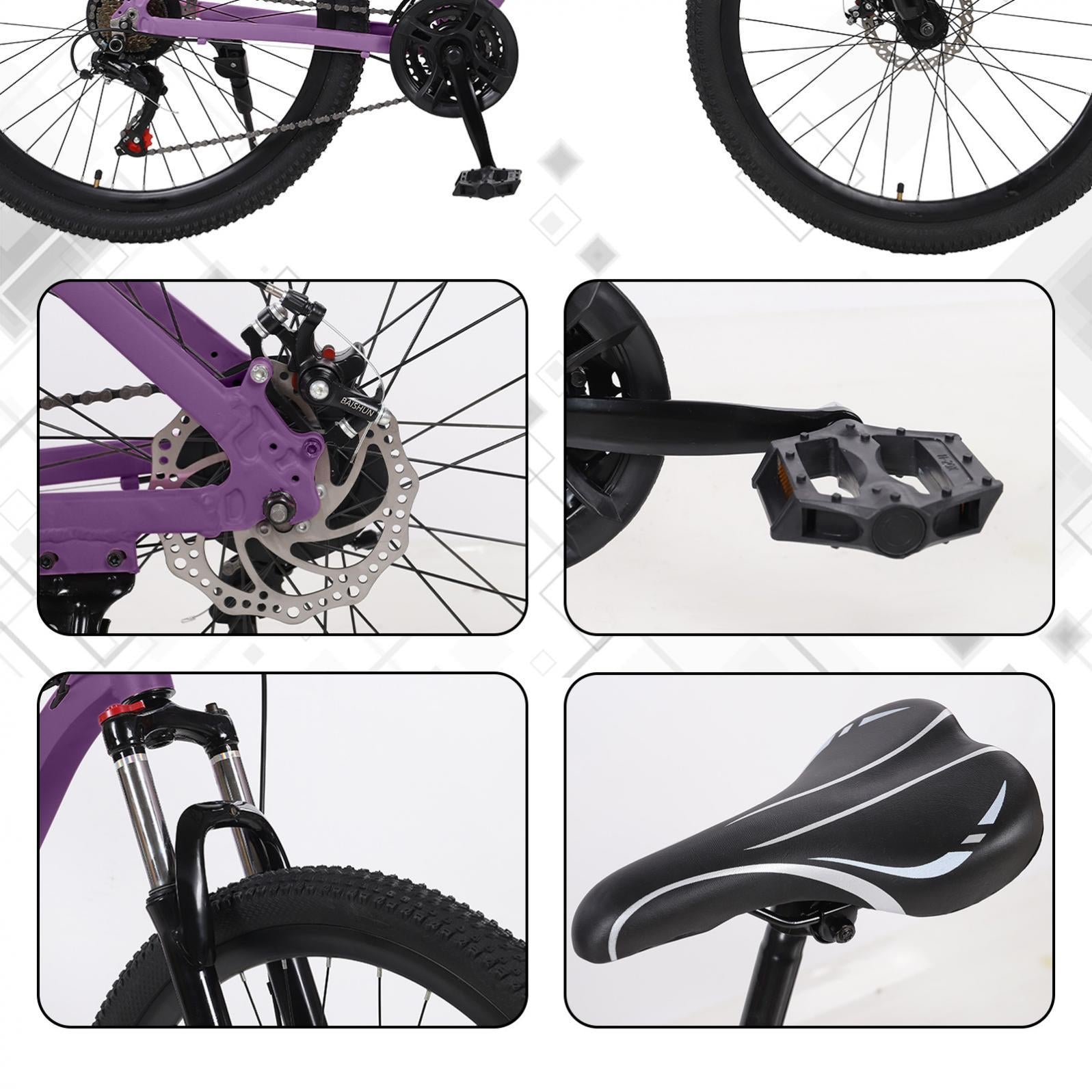 AUSPUM Youth/Adult Mountain Bike, Aluminum Frame and Disc Brakes, 26-Inch Wheels, 21-Speed, Purple