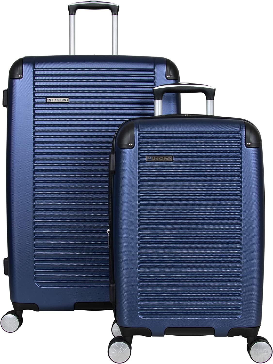 Norwich Luggage Collection Lightweight Hardside Pet Expandable 8-Wheel Spinner Travel Suitcase Bag, Indigo, 2-Piece Set (20"/28")