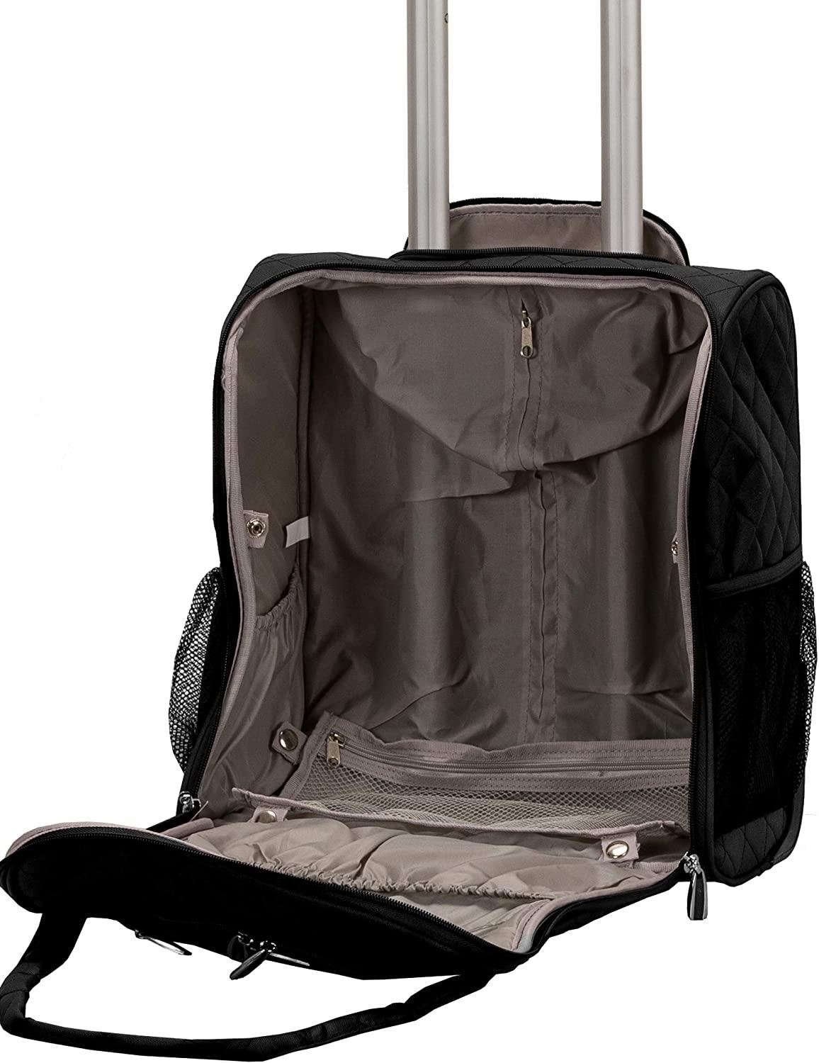 Melrose Upright Wheeled Underseater Carry-On Luggage, Black, 16-Inch