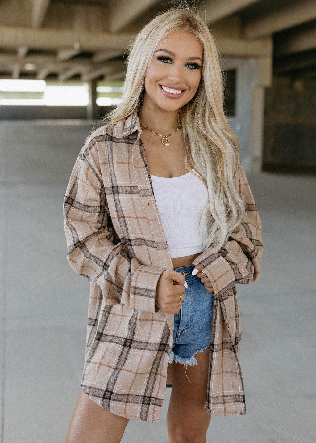 love oversized flannel - brown