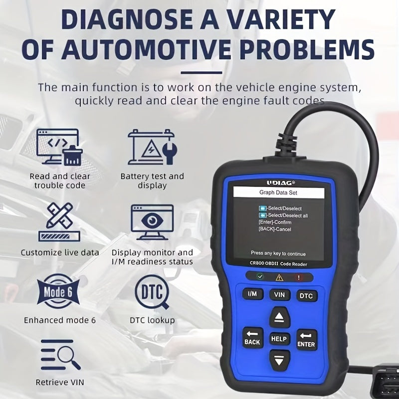 CR800 OBD2 Scanner Live Data Professional Mechanic OBDII Diagnostic Code Reader Tool For Check Engine Light Scan Tool