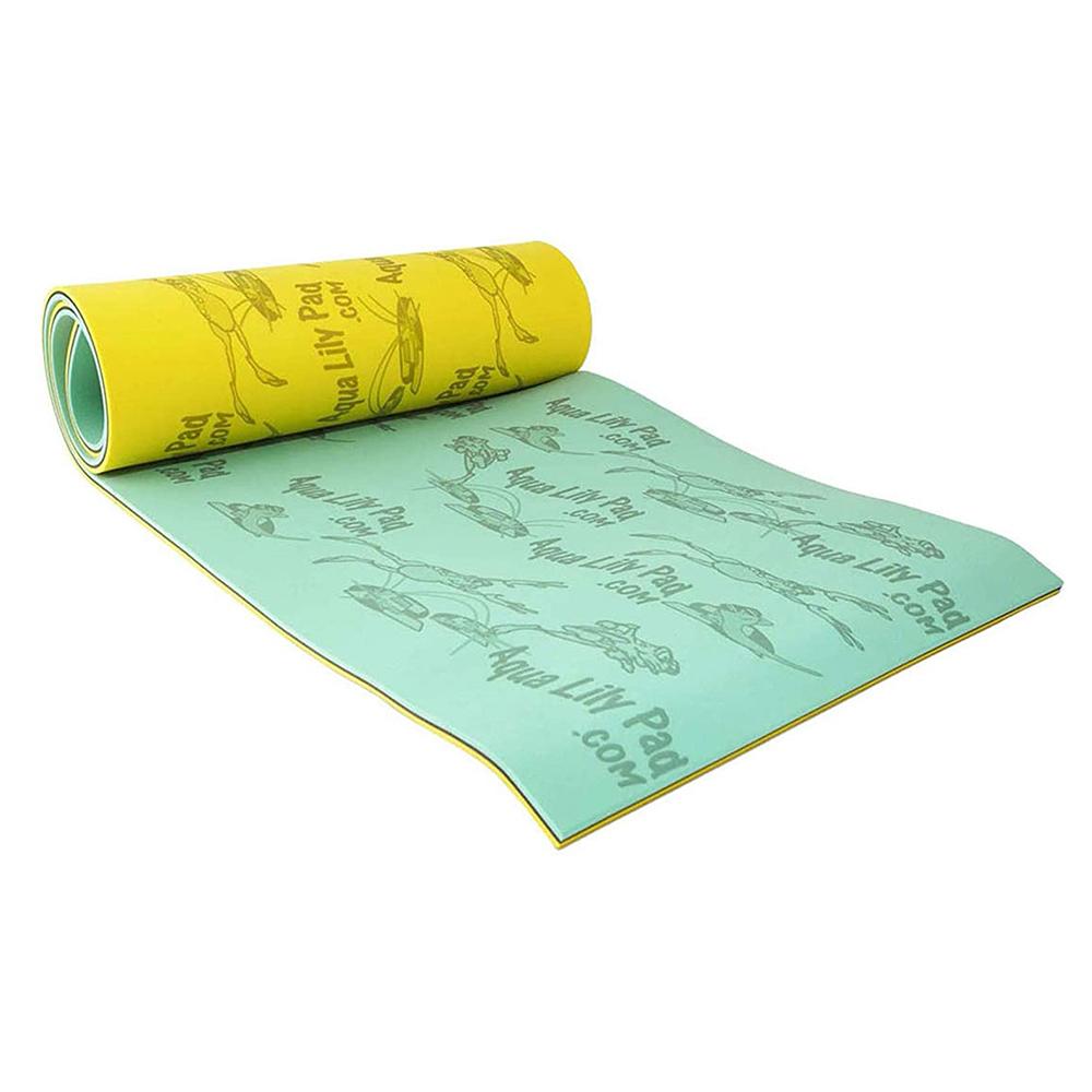 Aqua Lily Pad 20 Foot Bullfrog Floating Foam Island, Yellow with Durable Buoyant Soft Vinyl Foam Pool Noodle Float, Lime Green