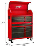 Heavy-duty, Drawer 16 Tool Chest 46 In. and Rolling Cabinet Set, Red and Black, Personal Valuables StoraDrawer with Separate Lock in Tool Chest