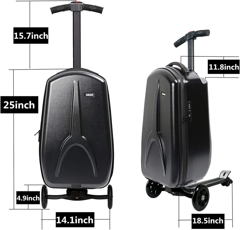 Scooter Luggage for kids and adult, 50L Boarding luggage, Light &amp; Strong Travel Luggage Carry On Suitcase Foldable Trolley Case Bags for Travel, Business and School, Black