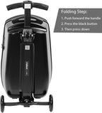 Scooter Luggage for kids and adult, 50L Boarding luggage, Light &amp; Strong Travel Luggage Carry On Suitcase Foldable Trolley Case Bags for Travel, Business and School, Black