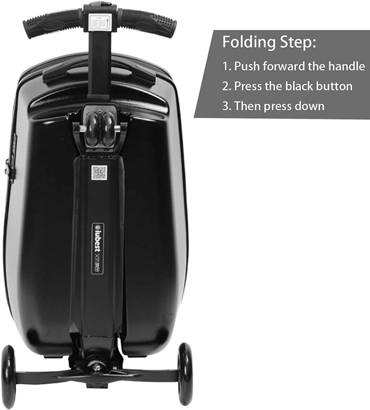 Scooter Luggage for kids and adult, 50L Boarding luggage, Light &amp; Strong Travel Luggage Carry On Suitcase Foldable Trolley Case Bags for Travel, Business and School, Black