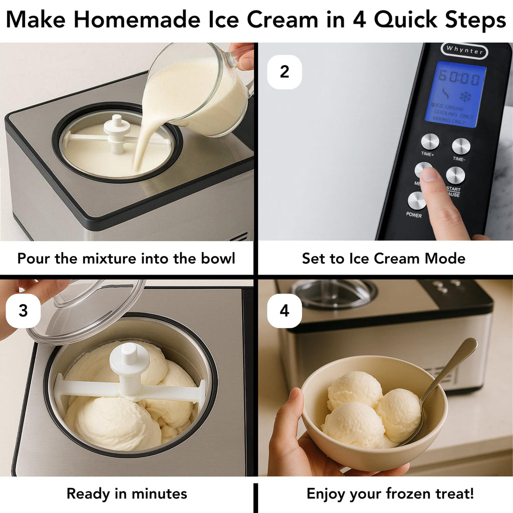 Ice Cream Maker Machine Automatic 2.1 Qt. with -In Compressor, LCD Digital Display & Timer, No Pre-Freezing, ICM-200LS,  Steel