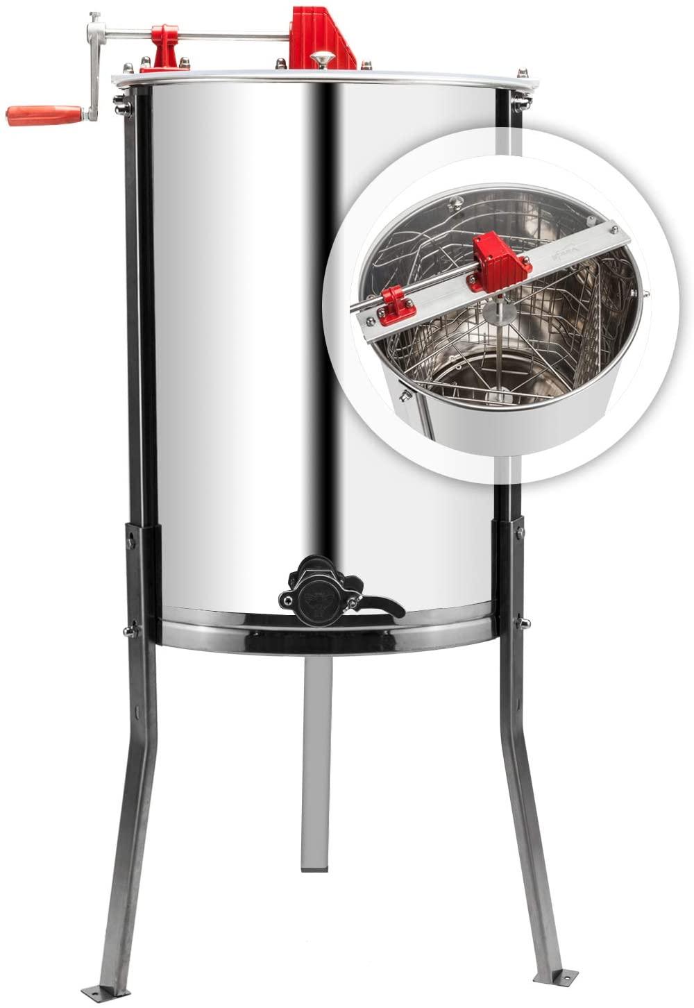 vingli 4 four frames manual crank honey extractor #304 stainless steel beekeeping pro extraction equipment honeycomb spinner drum honey separator commercial honey centrifuge with adjustable stands
