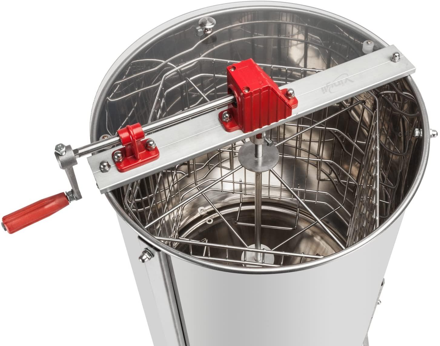 vingli 4 four frames manual crank honey extractor #304 stainless steel beekeeping pro extraction equipment honeycomb spinner drum honey separator commercial honey centrifuge with adjustable stands