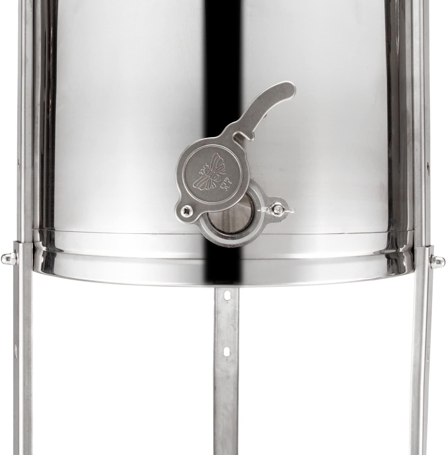 vingli 2 frames manual honey extractor separator, food grade stainless steel honeycomb spinner drum crank by hand with adjustable height stands, beekeeping pro extraction apiary centrifuge equipment