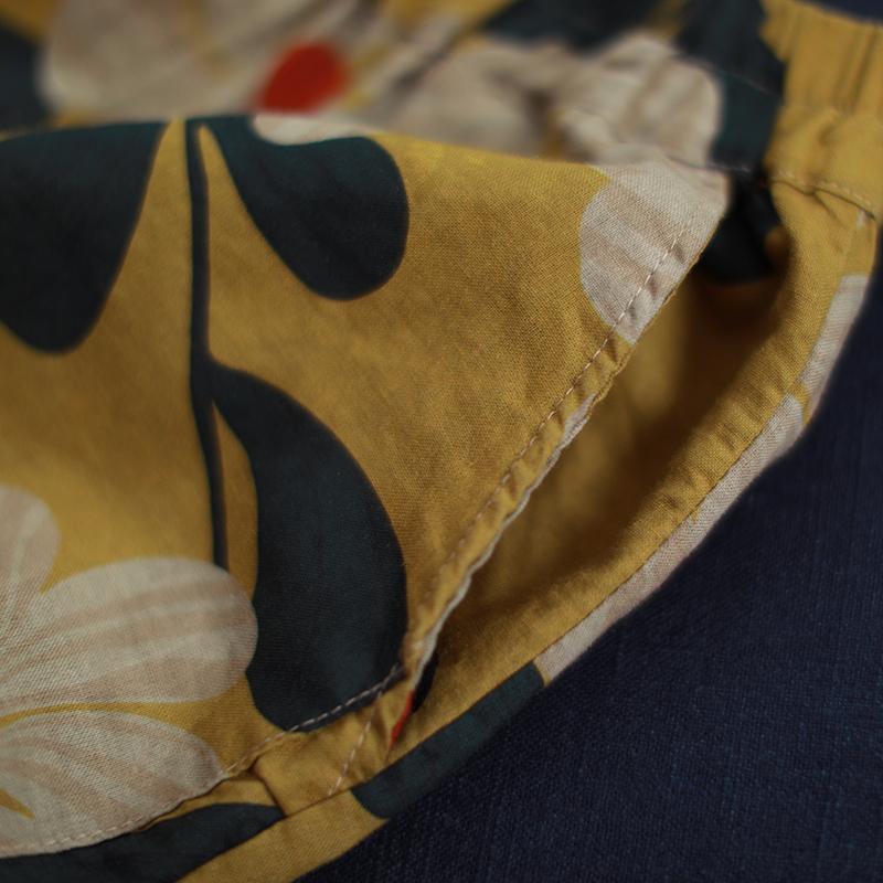 summer loose print cotton linen casual harem women pants
